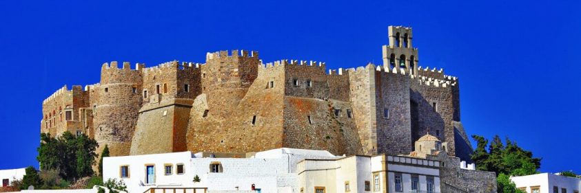 High cliffs in Patmos, Greece